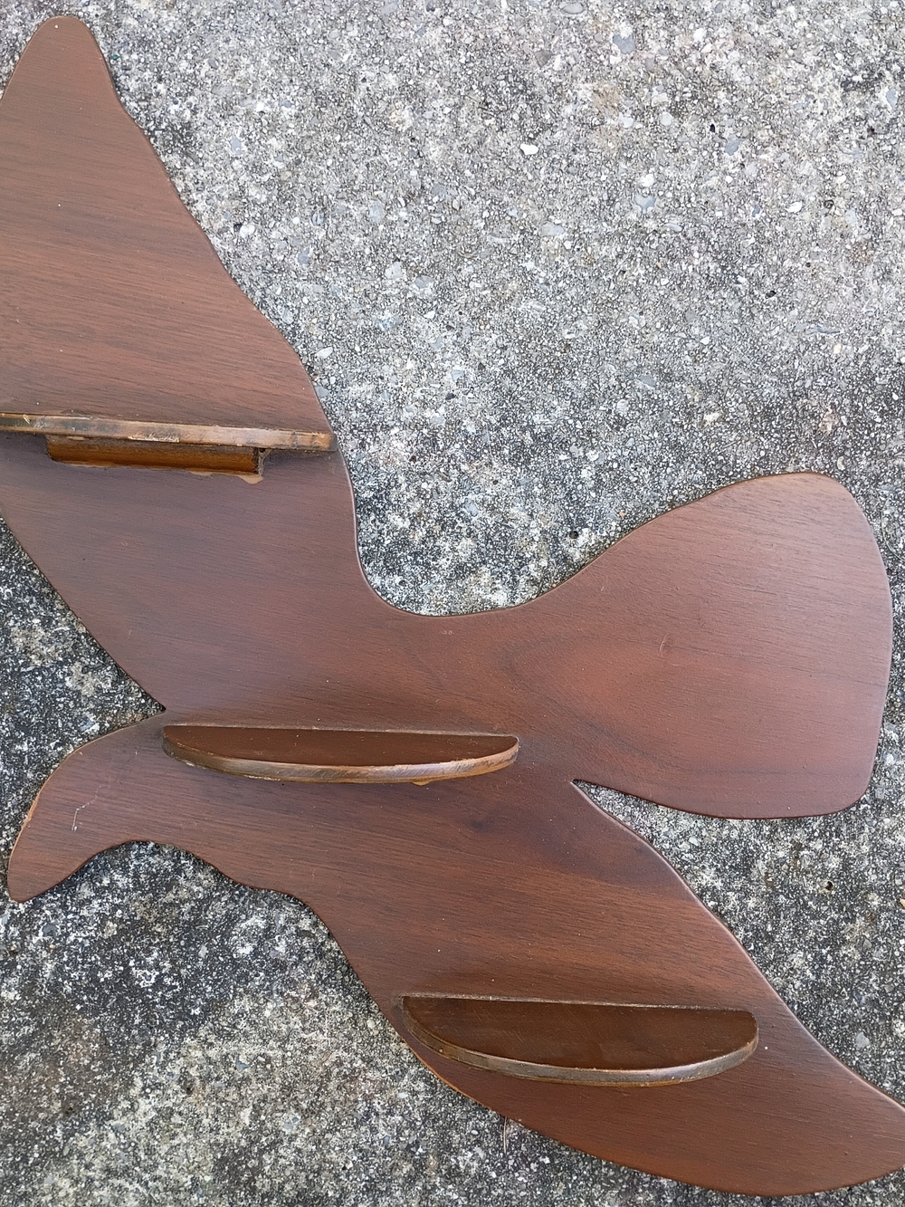 Vtg Mid Century Style Wooden Bird Shaped Wall Hanging Display Shelf